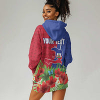 Personalized Afro-Haitians Tropical Hoodie Dress Fleur-De-Lis Veves Motif - Wonder Print Shop