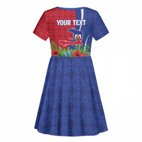 Personalized Afro-Haitians Tropical Kid Short Sleeve Dress Fleur-De-Lis Veves Motif LT18