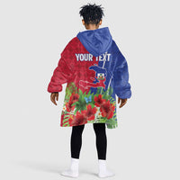 Personalized Afro-Haitians Tropical Kid Wearable Blanket Hoodie Fleur-De-Lis Veves Motif - Wonder Print Shop
