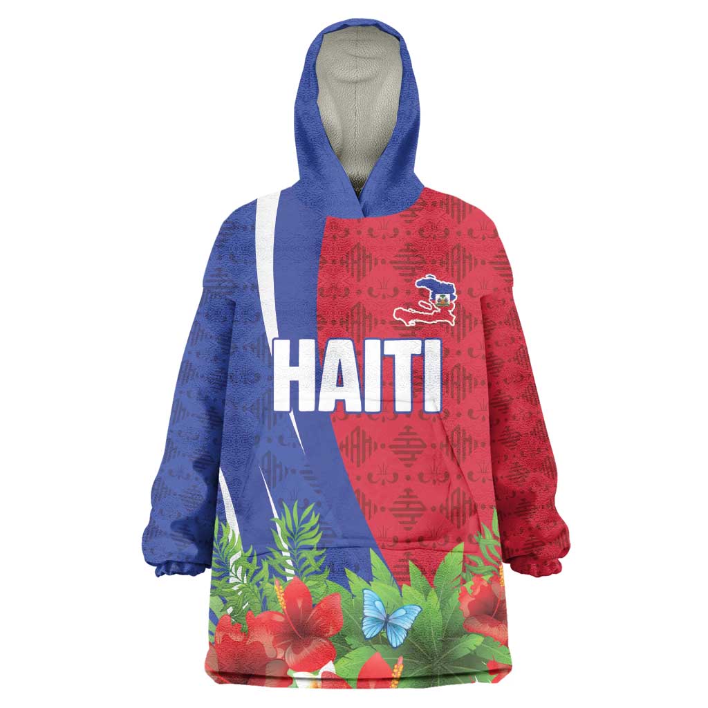 Personalized Afro-Haitians Tropical Kid Wearable Blanket Hoodie Fleur-De-Lis Veves Motif - Wonder Print Shop