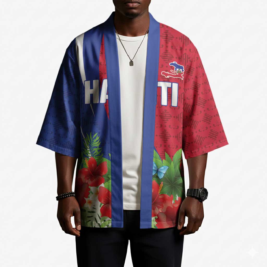 Personalized Afro-Haitians Tropical Kimono Fleur-De-Lis Veves Motif - Wonder Print Shop