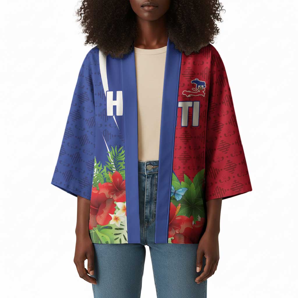 Personalized Afro-Haitians Tropical Kimono Fleur-De-Lis Veves Motif - Wonder Print Shop