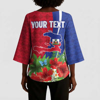 Personalized Afro-Haitians Tropical Kimono Sleeve Blouse Fleur-De-Lis Veves Motif - Wonder Print Shop