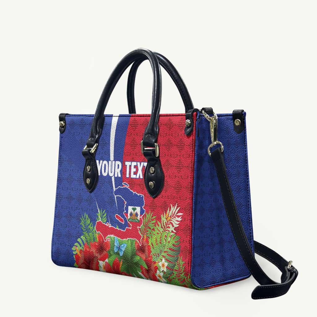 Personalized Afro-Haitians Tropical Leather Bag Fleur-De-Lis Veves Motif - Wonder Print Shop