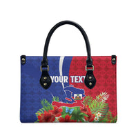 Personalized Afro-Haitians Tropical Leather Bag Fleur-De-Lis Veves Motif - Wonder Print Shop