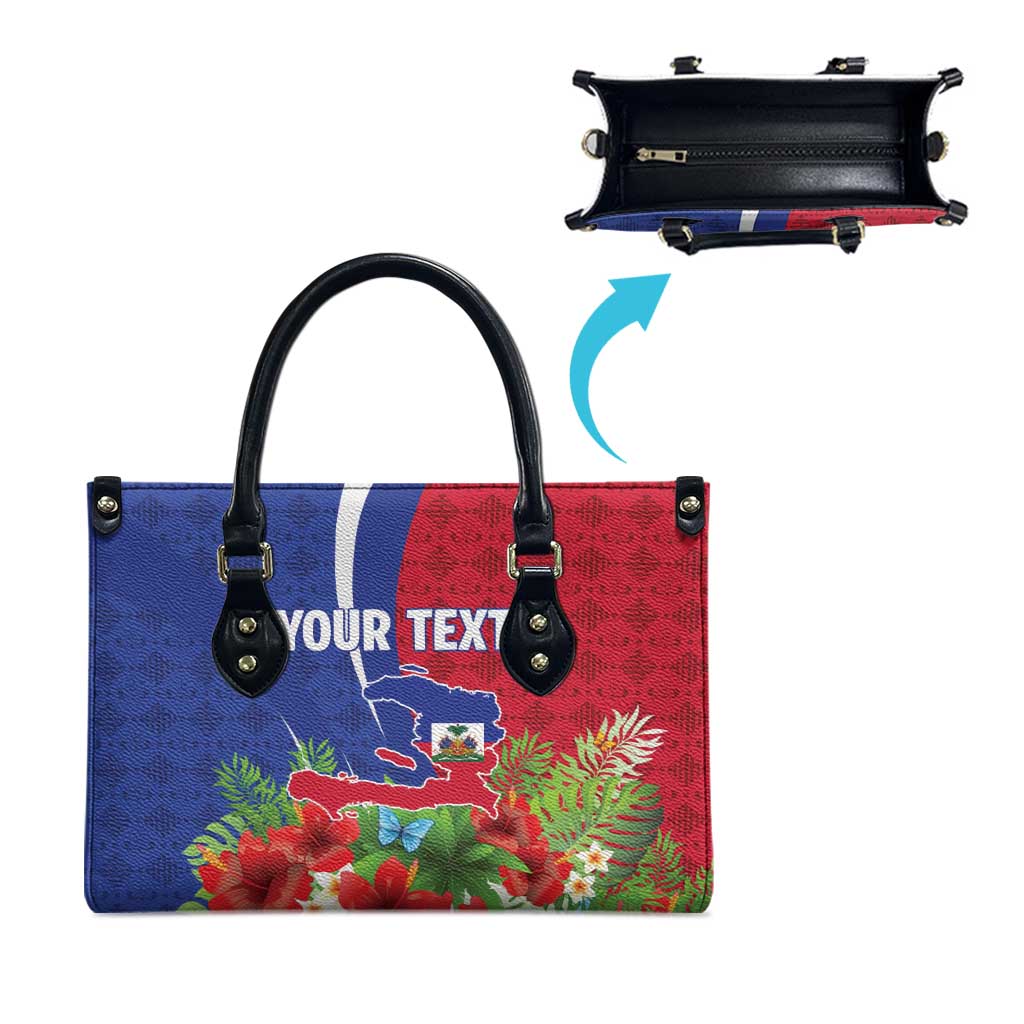 Personalized Afro-Haitians Tropical Leather Bag Fleur-De-Lis Veves Motif - Wonder Print Shop