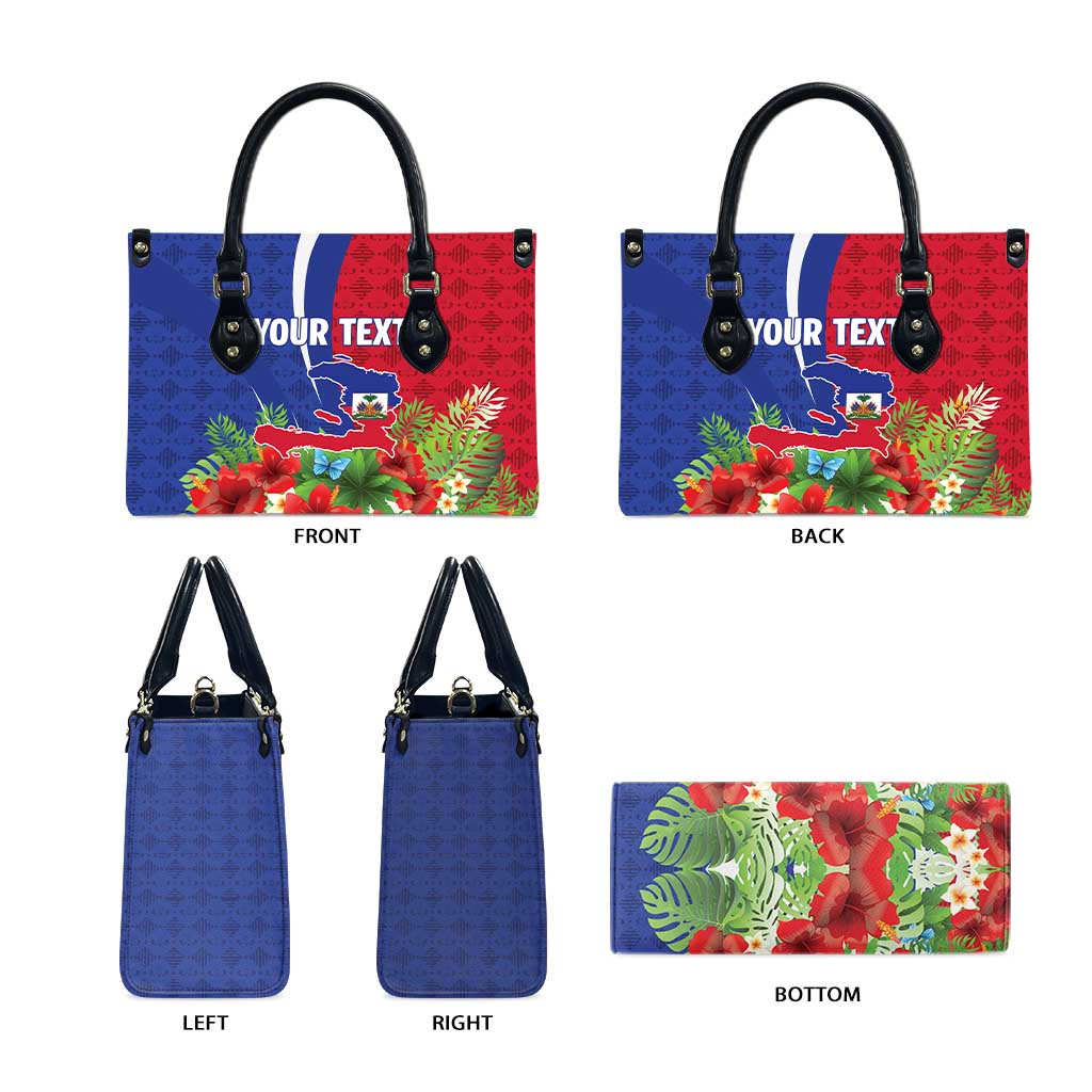 Personalized Afro-Haitians Tropical Leather Bag Fleur-De-Lis Veves Motif - Wonder Print Shop