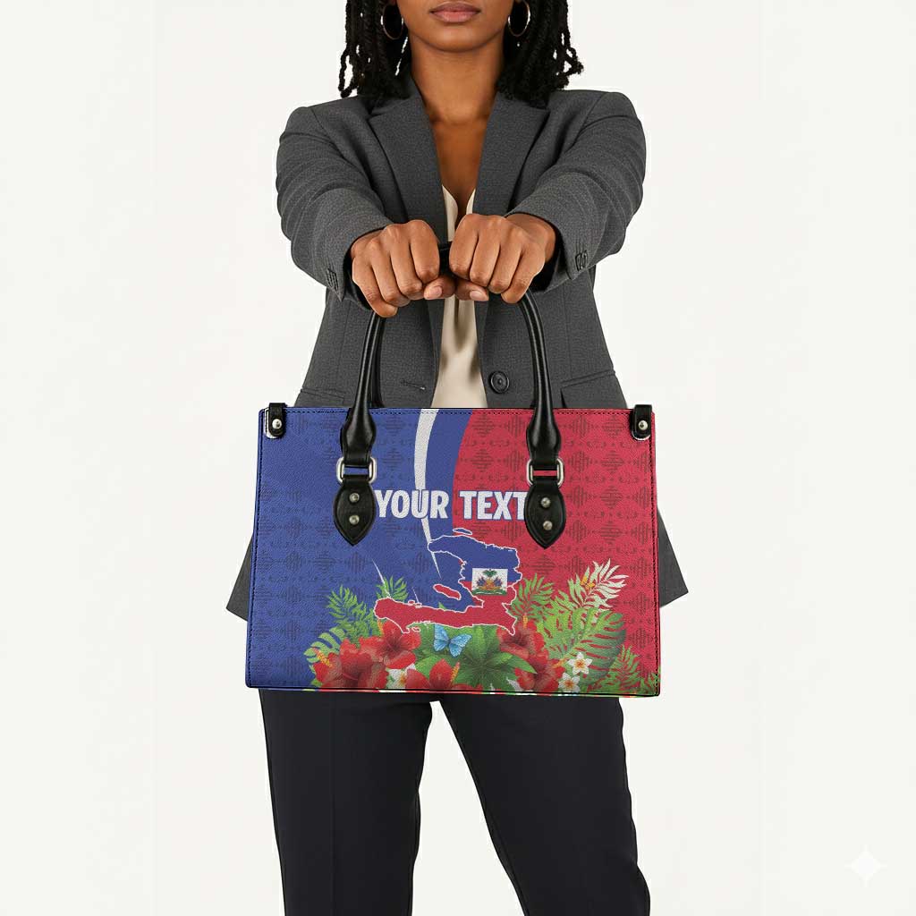 Personalized Afro-Haitians Tropical Leather Bag Fleur-De-Lis Veves Motif - Wonder Print Shop