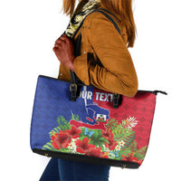 Personalized Afro-Haitians Tropical Leather Tote Bag Fleur-De-Lis Veves Motif - Wonder Print Shop