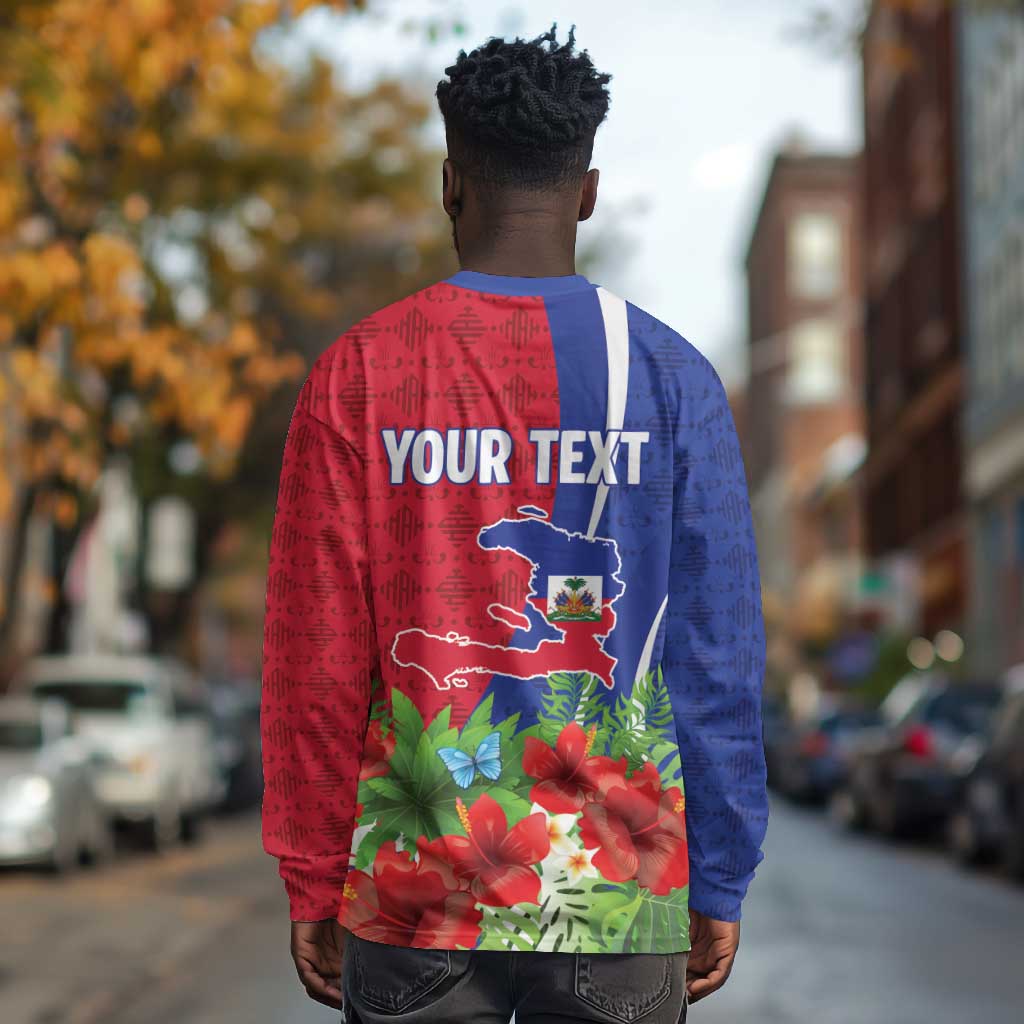 Personalized Afro-Haitians Tropical Long Sleeve Shirt Fleur-De-Lis Veves Motif - Wonder Print Shop