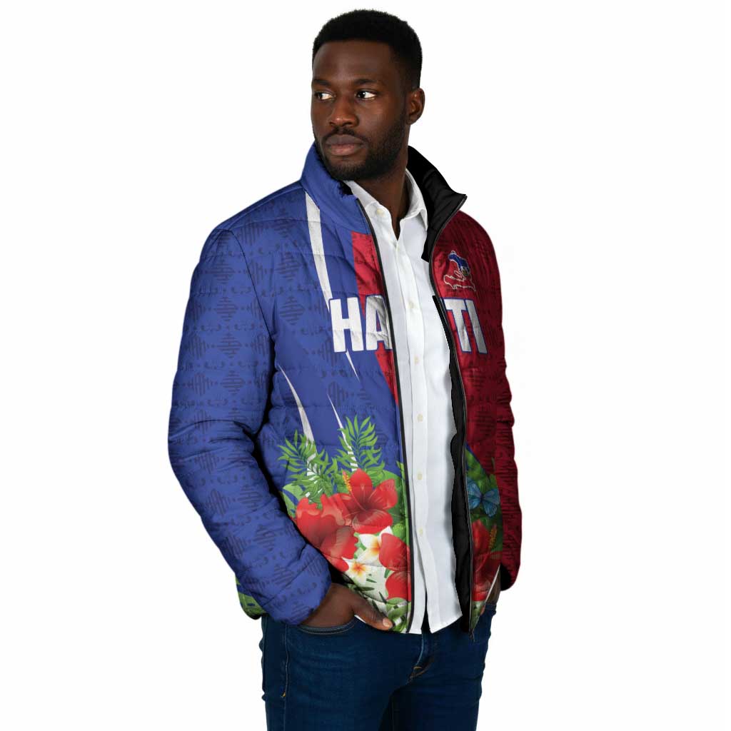 Personalized Afro-Haitians Tropical Padded Jacket Fleur-De-Lis Veves Motif - Wonder Print Shop