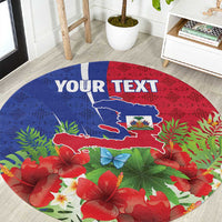 Personalized Afro-Haitians Tropical Round Carpet Fleur-De-Lis Veves Motif - Wonder Print Shop
