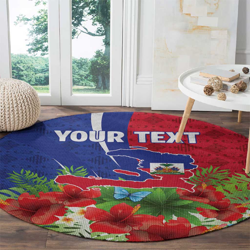 Personalized Afro-Haitians Tropical Round Carpet Fleur-De-Lis Veves Motif - Wonder Print Shop