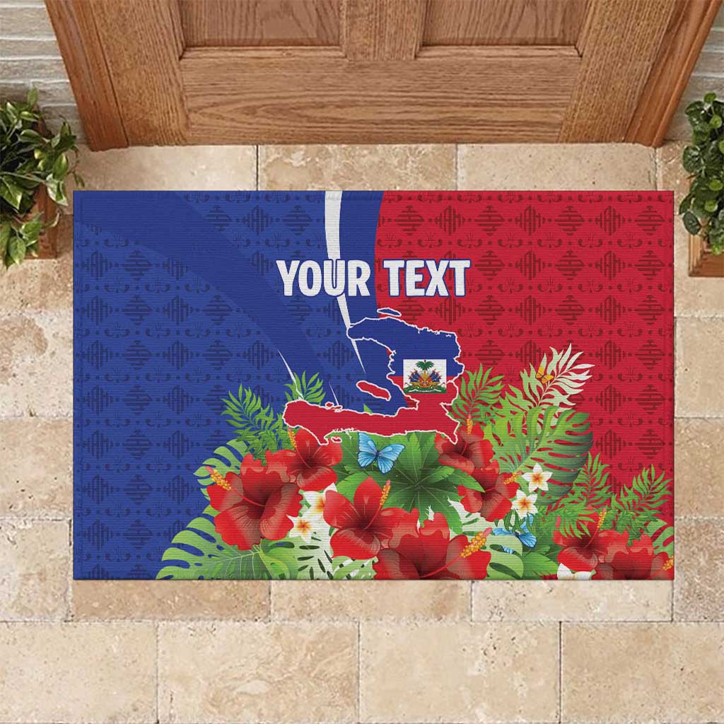 Personalized Afro-Haitians Tropical Rubber Doormat Fleur-De-Lis Veves Motif - Wonder Print Shop