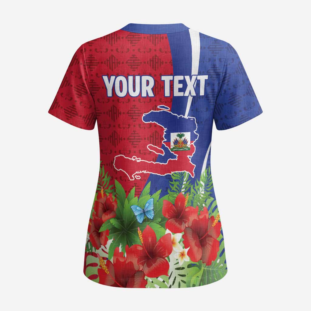Personalized Afro-Haitians Tropical Scrub Top Fleur-De-Lis Veves Motif - Wonder Print Shop