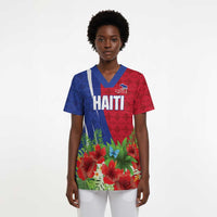 Personalized Afro-Haitians Tropical Scrub Top Fleur-De-Lis Veves Motif - Wonder Print Shop