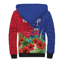 Personalized Afro-Haitians Tropical Sherpa Hoodie Fleur-De-Lis Veves Motif - Wonder Print Shop