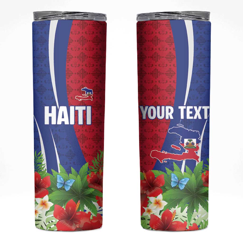 Personalized Afro-Haitians Tropical Skinny Tumbler Fleur-De-Lis Veves Motif - Wonder Print Shop