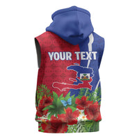 Personalized Afro-Haitians Tropical Sleeveless Hoodie Fleur-De-Lis Veves Motif - Wonder Print Shop