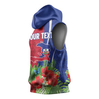 Personalized Afro-Haitians Tropical Sleeveless Hoodie Fleur-De-Lis Veves Motif - Wonder Print Shop
