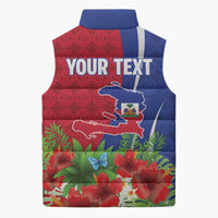Personalized Afro-Haitians Tropical Sleeveless Puffer Jacket Fleur-De-Lis Veves Motif - Wonder Print Shop