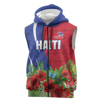 Personalized Afro-Haitians Tropical Sleeveless Zip Hoodie Fleur-De-Lis Veves Motif - Wonder Print Shop