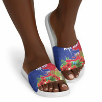 Personalized Afro-Haitians Tropical Slide Sandals Fleur-De-Lis Veves Motif - Wonder Print Shop