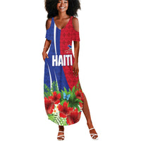 Personalized Afro-Haitians Tropical Summer Maxi Dress Fleur-De-Lis Veves Motif LT18