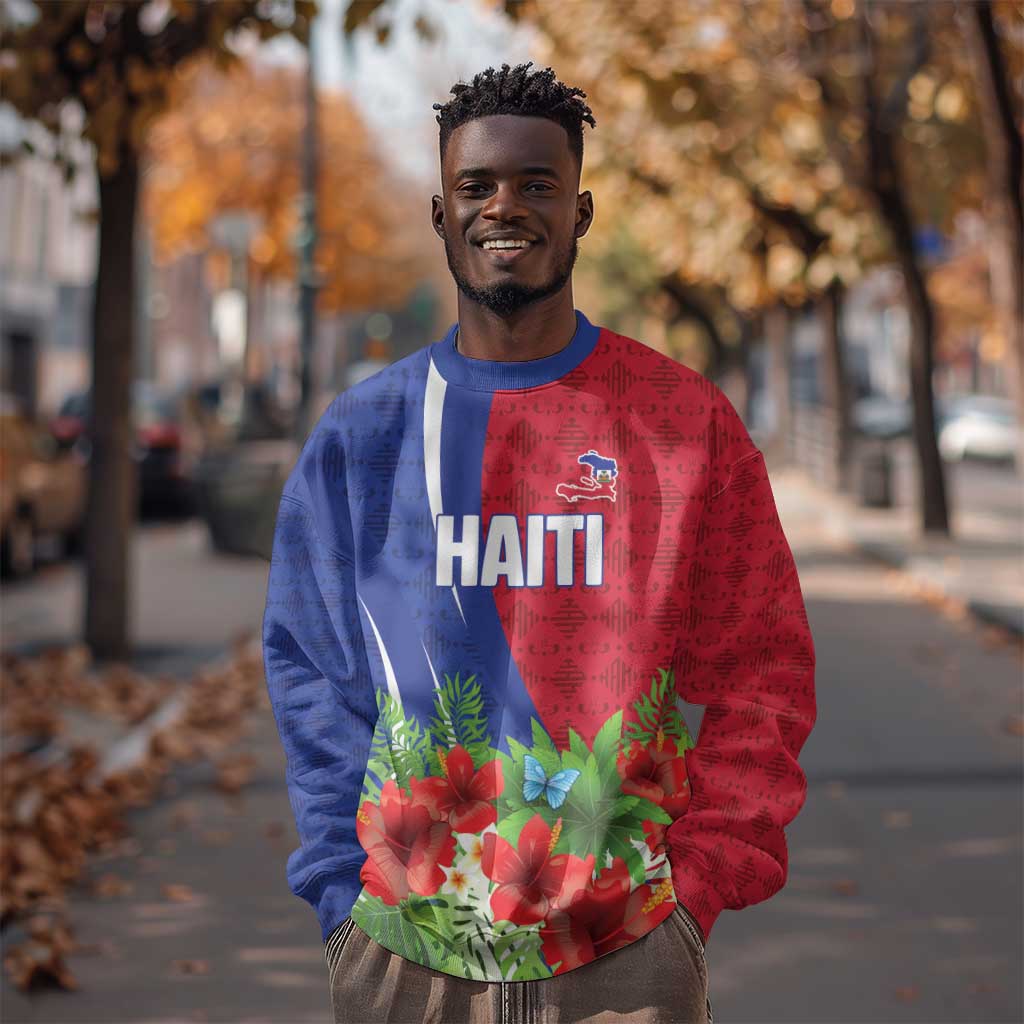 Personalized Afro-Haitians Tropical Sweatshirt Fleur-De-Lis Veves Motif - Wonder Print Shop
