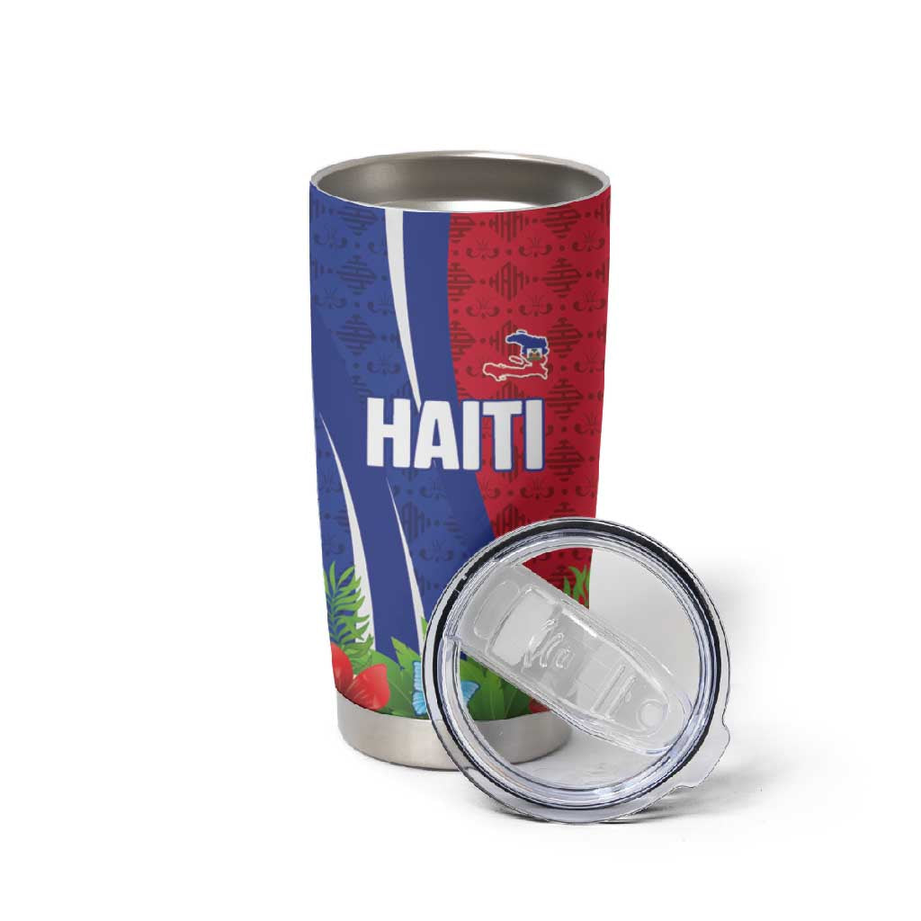 Personalized Afro-Haitians Tropical Tumbler Cup Fleur-De-Lis Veves Motif - Wonder Print Shop