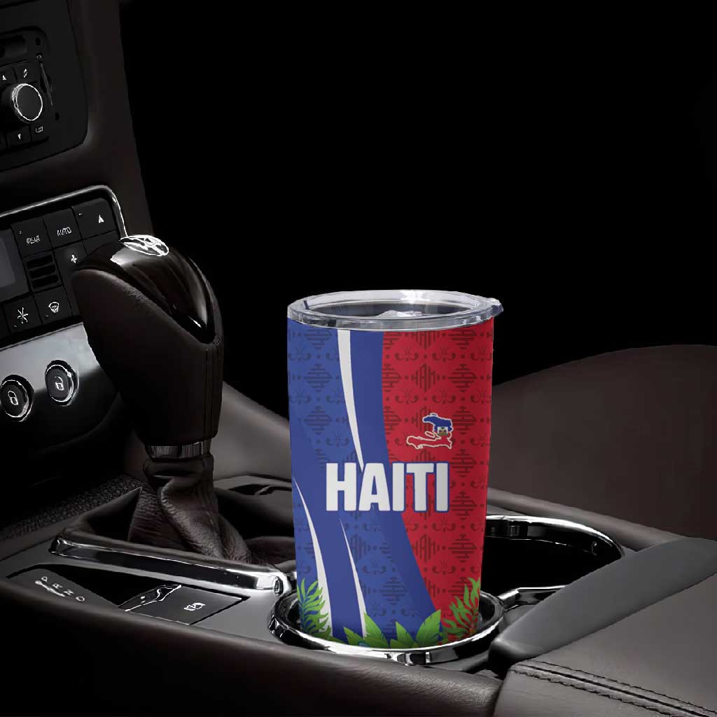 Personalized Afro-Haitians Tropical Tumbler Cup Fleur-De-Lis Veves Motif - Wonder Print Shop