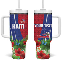 Personalized Afro-Haitians Tropical Tumbler With Handle Fleur-De-Lis Veves Motif - Wonder Print Shop