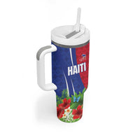 Personalized Afro-Haitians Tropical Tumbler With Handle Fleur-De-Lis Veves Motif - Wonder Print Shop