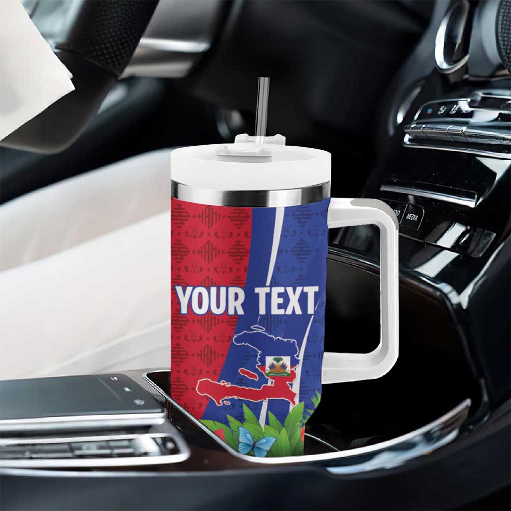 Personalized Afro-Haitians Tropical Tumbler With Handle Fleur-De-Lis Veves Motif - Wonder Print Shop