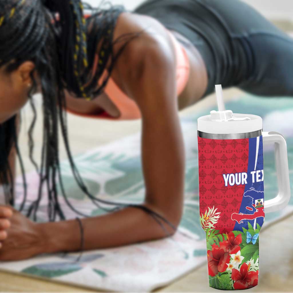 Personalized Afro-Haitians Tropical Tumbler With Handle Fleur-De-Lis Veves Motif - Wonder Print Shop