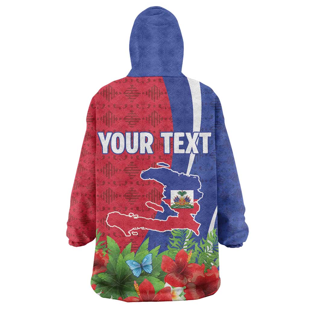 Personalized Afro-Haitians Tropical Wearable Blanket Hoodie Fleur-De-Lis Veves Motif - Wonder Print Shop