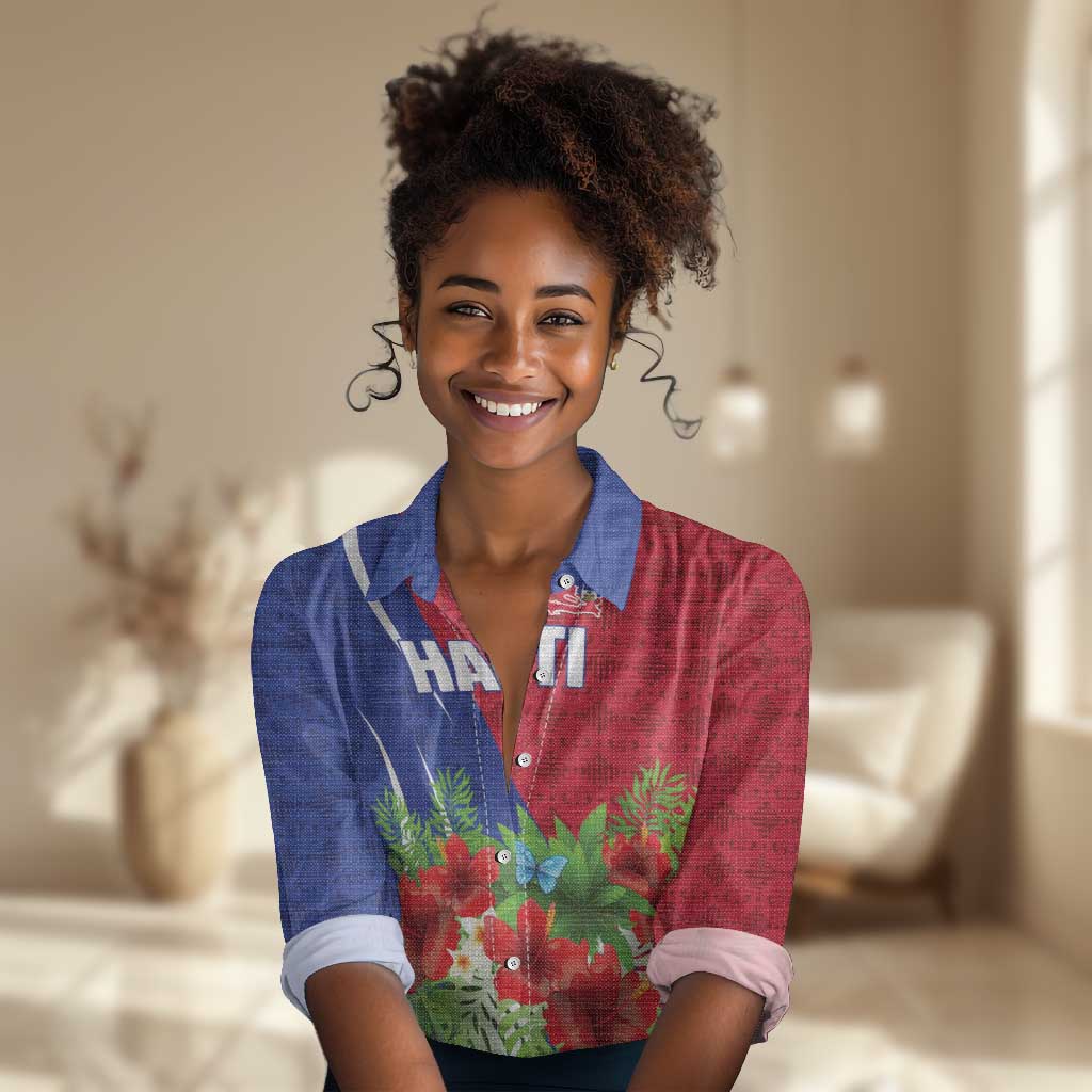 Personalized Afro-Haitians Tropical Women Casual Shirt Fleur-De-Lis Veves Motif - Wonder Print Shop