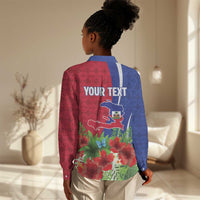 Personalized Afro-Haitians Tropical Women Casual Shirt Fleur-De-Lis Veves Motif - Wonder Print Shop