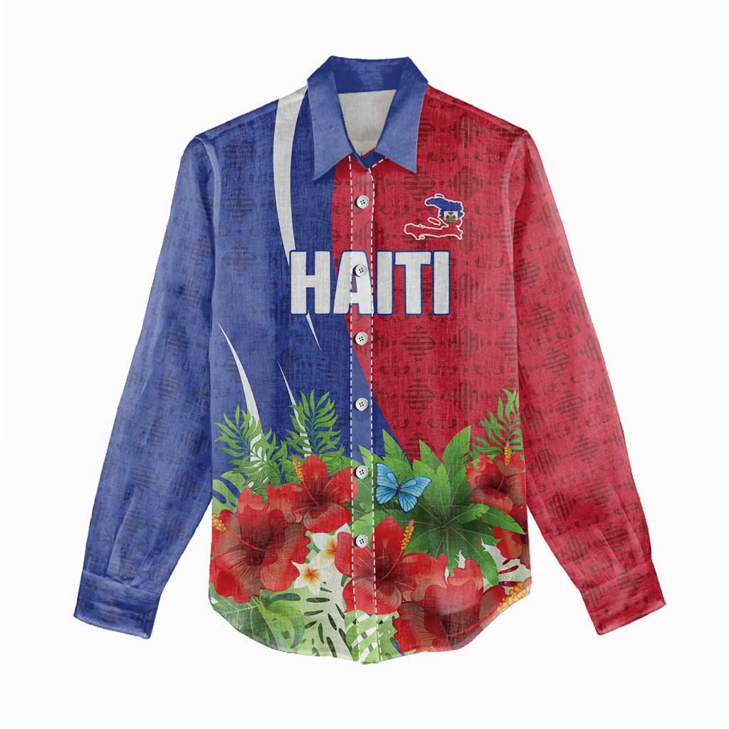 Personalized Afro-Haitians Tropical Women Casual Shirt Fleur-De-Lis Veves Motif - Wonder Print Shop