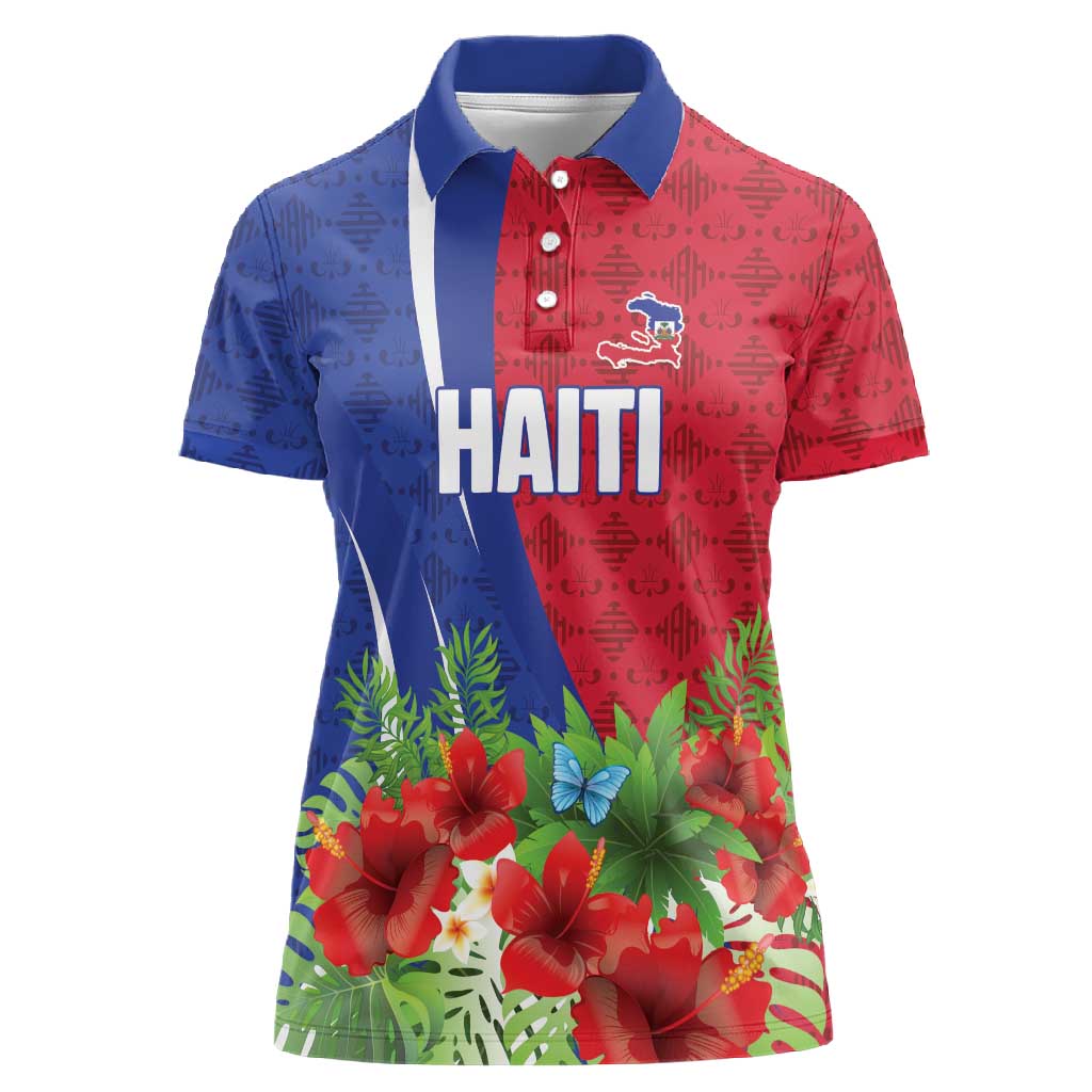 Personalized Afro-Haitians Tropical Women Polo Shirt Fleur-De-Lis Veves Motif LT18