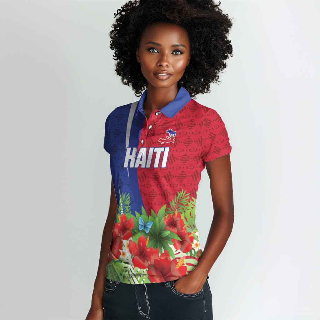 Personalized Afro-Haitians Tropical Women Polo Shirt Fleur-De-Lis Veves Motif LT18
