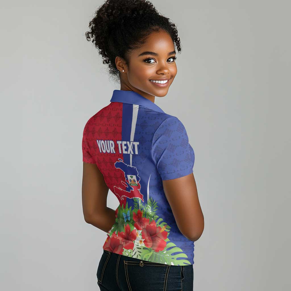 Personalized Afro-Haitians Tropical Women Polo Shirt Fleur-De-Lis Veves Motif LT18