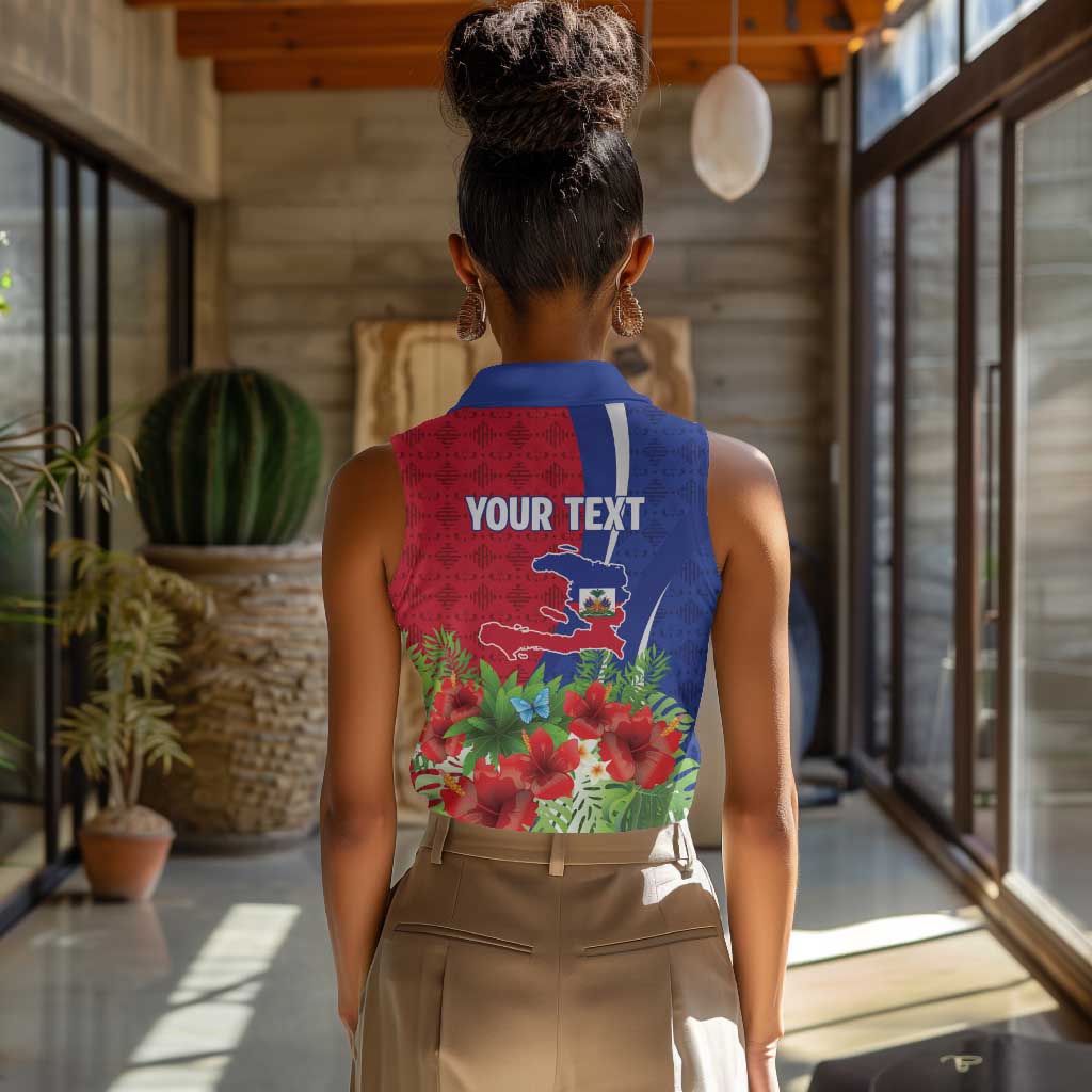 Personalized Afro-Haitians Tropical Women Sleeveless Polo Shirt Fleur-De-Lis Veves Motif - Wonder Print Shop