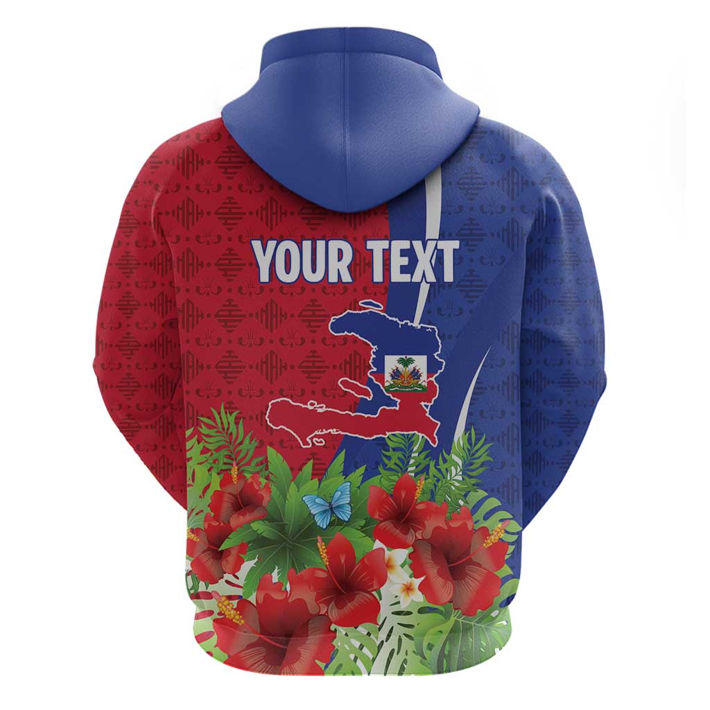 Personalized Afro-Haitians Tropical Zip Hoodie Fleur-De-Lis Veves Motif - Wonder Print Shop