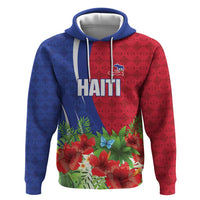 Personalized Afro-Haitians Tropical Zip Hoodie Fleur-De-Lis Veves Motif - Wonder Print Shop
