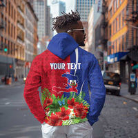 Personalized Afro-Haitians Tropical Zip Hoodie Fleur-De-Lis Veves Motif - Wonder Print Shop
