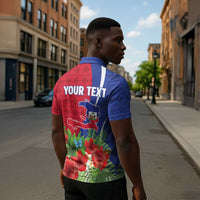 Personalized Afro-Haitians Tropical Zipper Polo Shirt Fleur-De-Lis Veves Motif - Wonder Print Shop