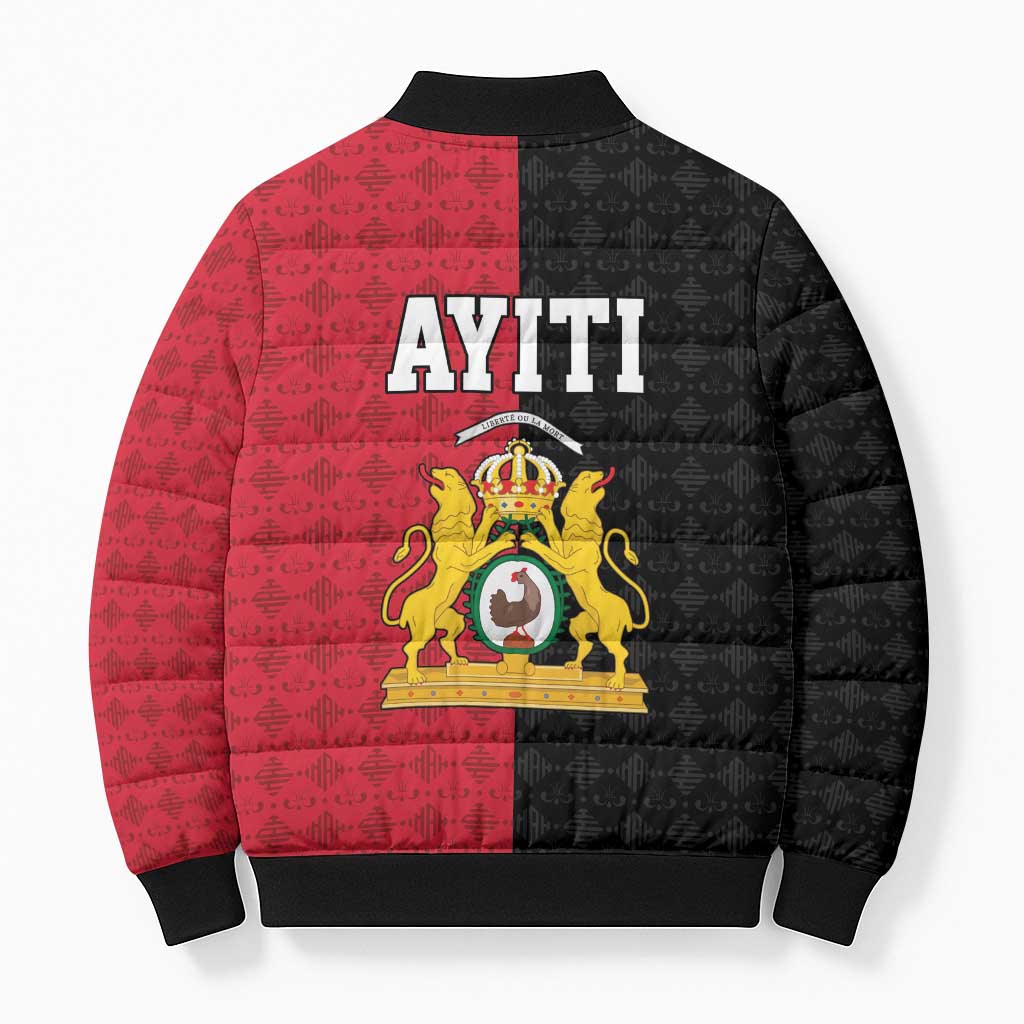 Afro-Haitians Empire of Haiti 1804-1806 Bomber Puffer Jacket Fleur-De-Lis Veves Motif - Wonder Print Shop