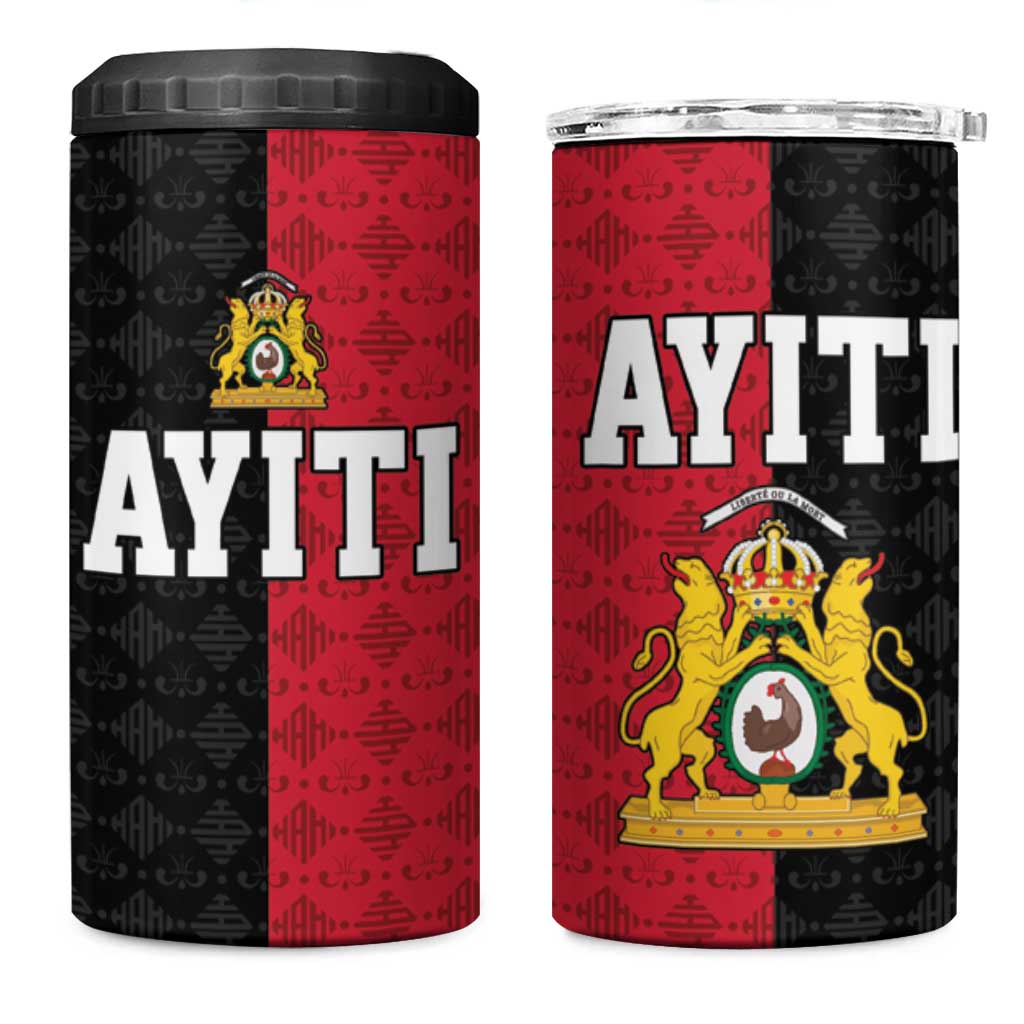 Afro-Haitians Empire of Haiti 1804-1806 4 in 1 Can Cooler Tumbler Fleur-De-Lis Veves Motif - Wonder Print Shop