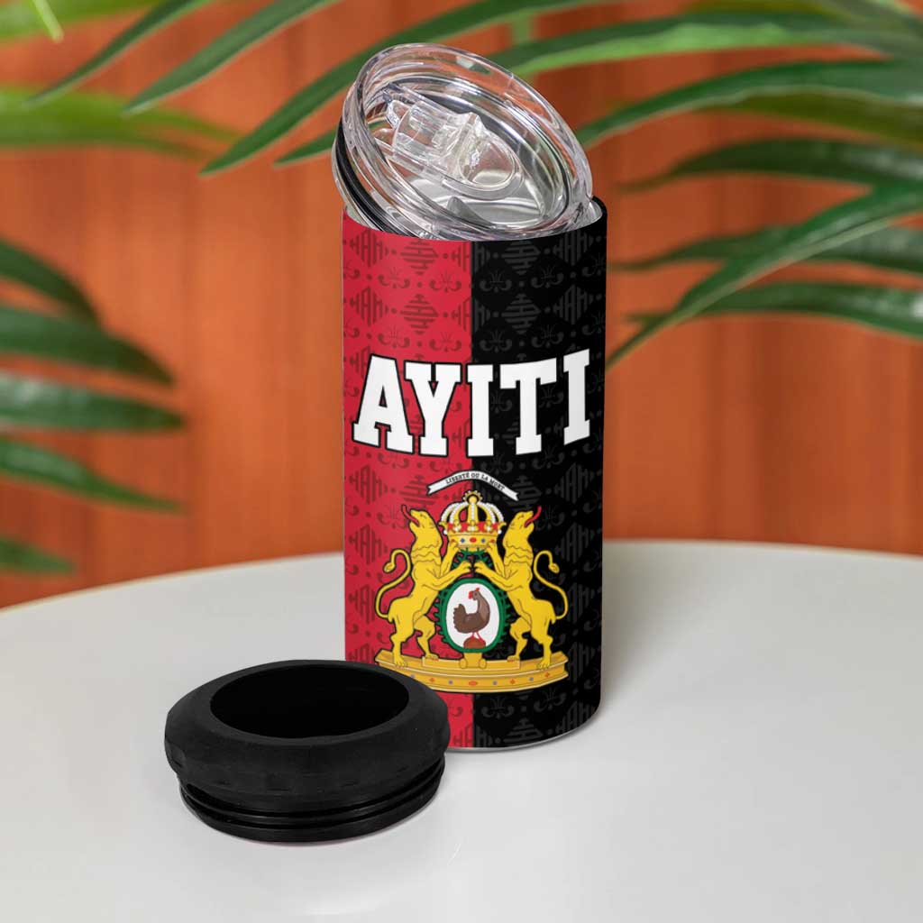Afro-Haitians Empire of Haiti 1804-1806 4 in 1 Can Cooler Tumbler Fleur-De-Lis Veves Motif - Wonder Print Shop